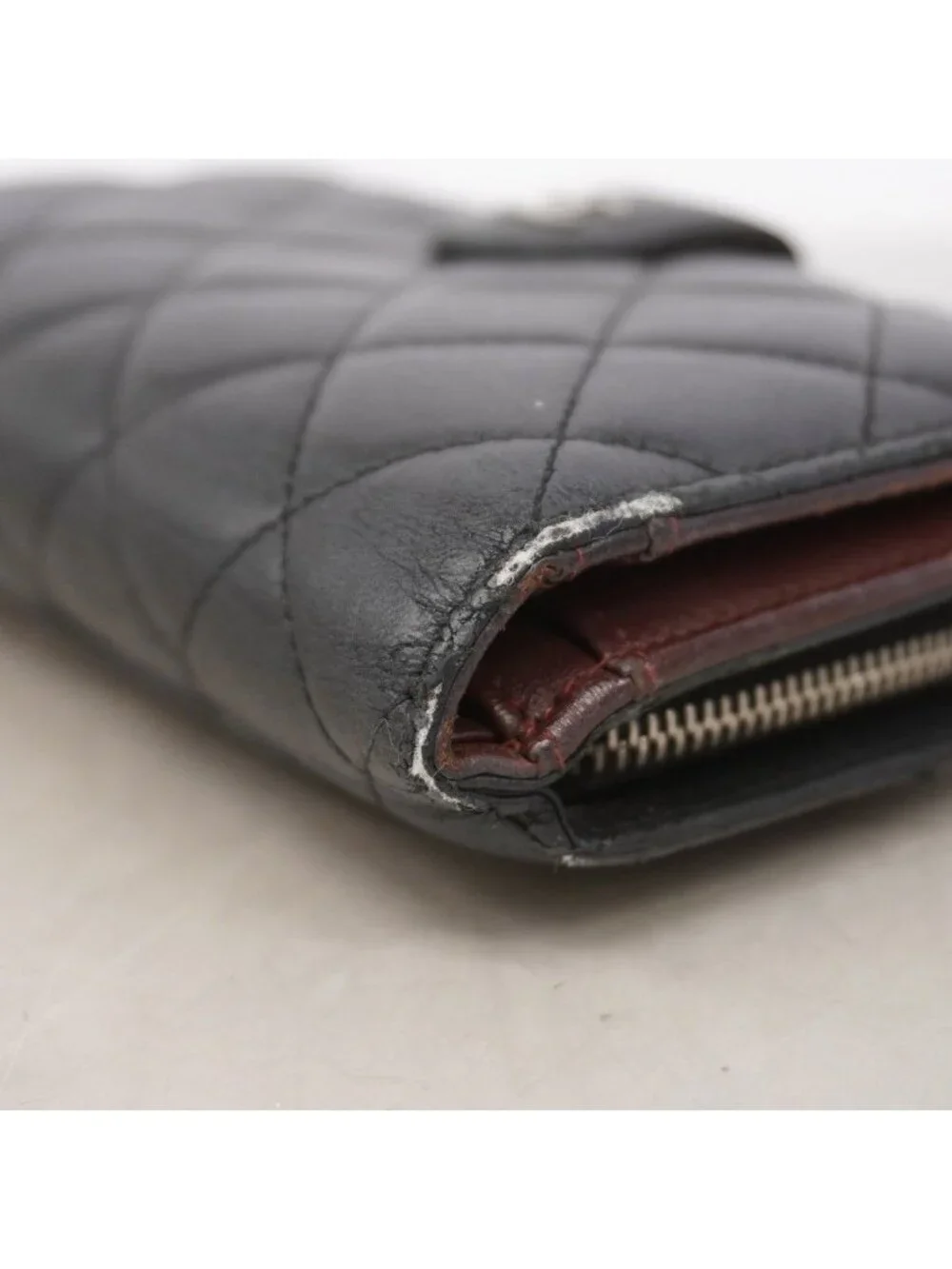 Chanel Wallet Quilted Lambskin Black Silver
